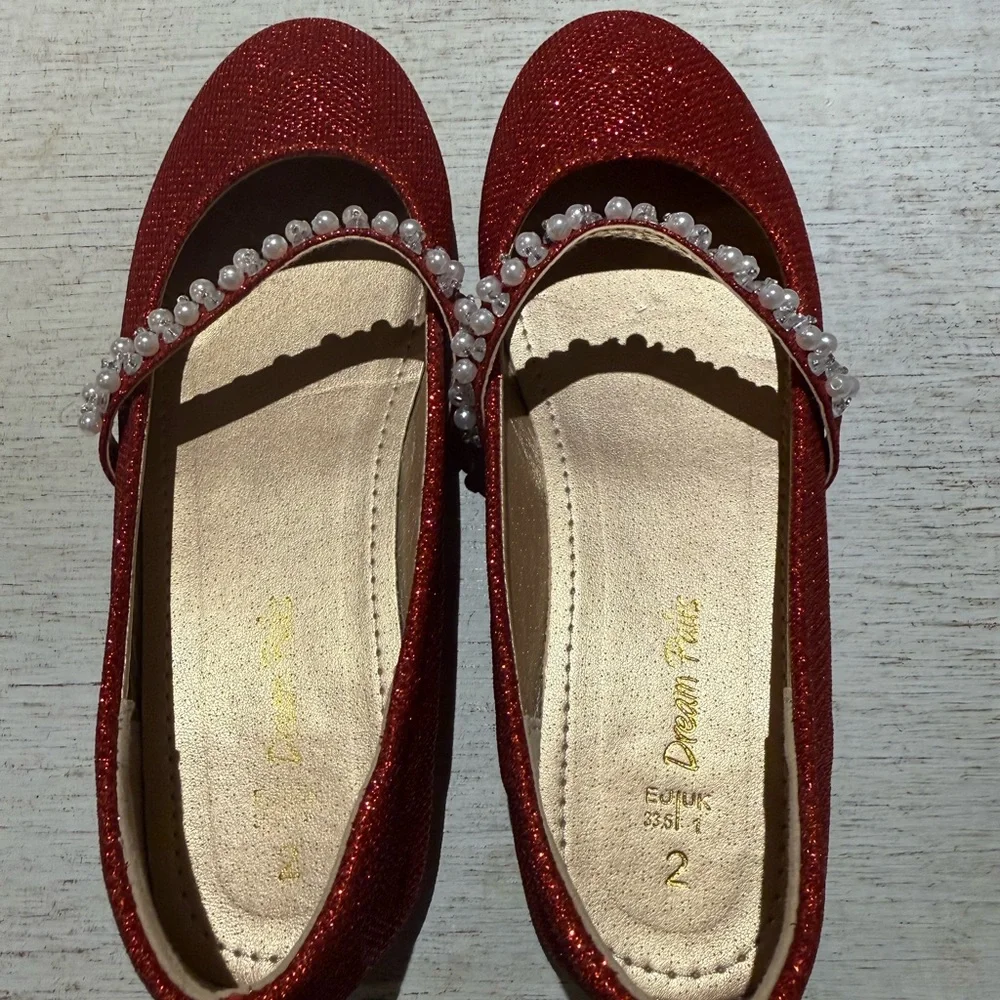 Girls Dream Pairs Red Glitter Kids Shoes